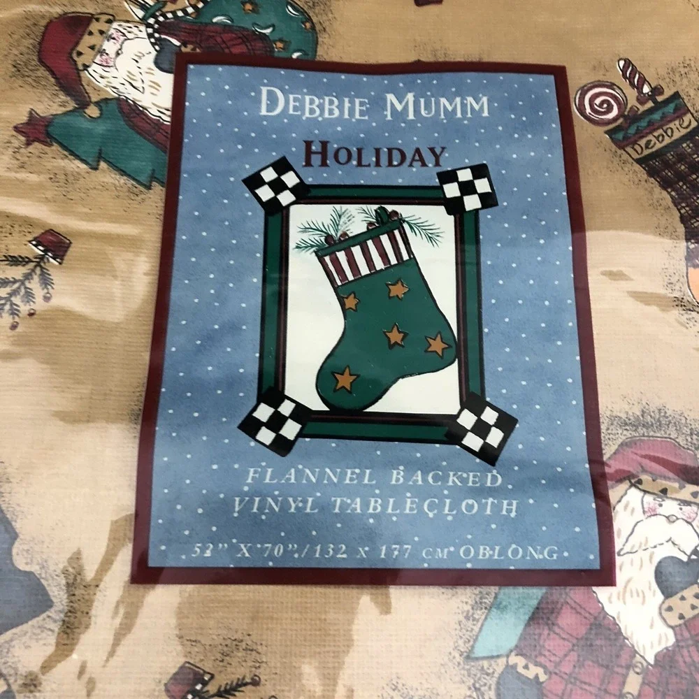 Debbie Mumm Magic Of Santa Vinyl Tablecloth Flannel Backed 52